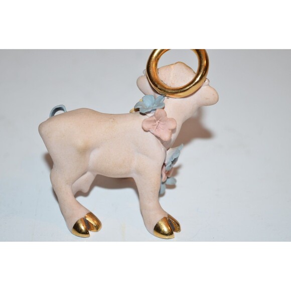 Vtg Pink Longhorn Bull Figurine Bow Flowers Walker Renaker Holy Cow Lot Flaws - Picture 8 of 11